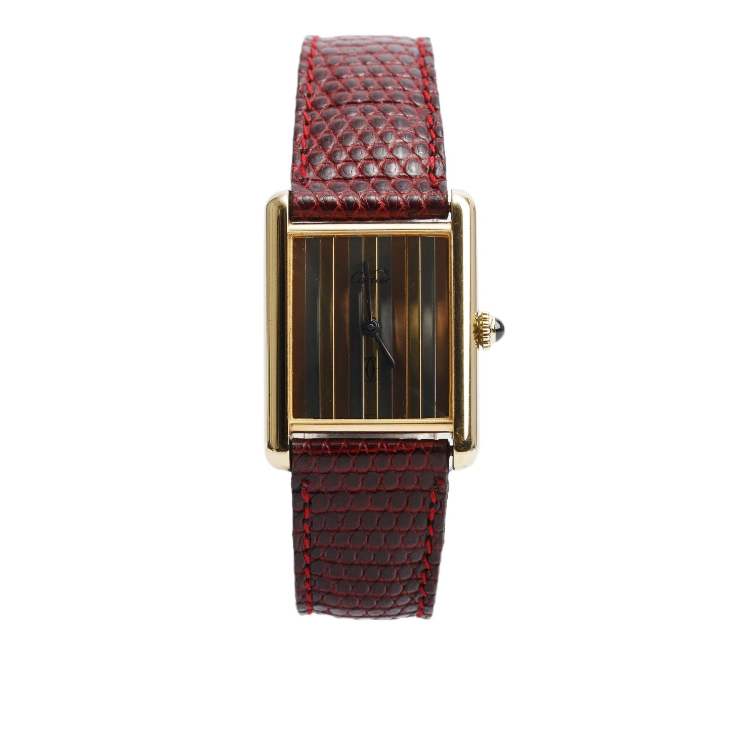 Cartier Vintage 18k Gold Vermeil Sterling Silver Argent Must de Cartier Tank Quartz Watch Trinity Dial