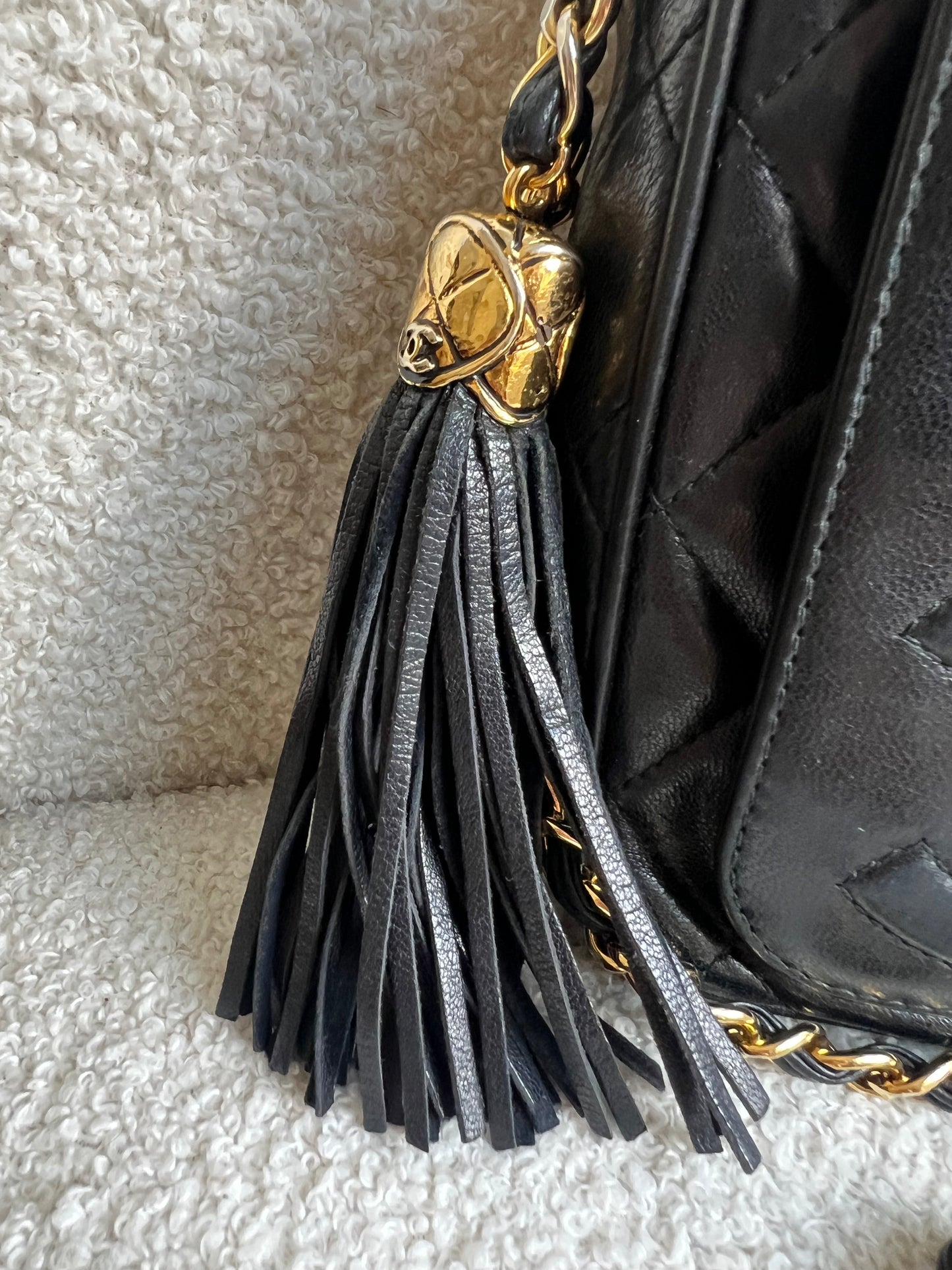 Chanel Vintage Black Lambskin Camera Bag with 24k Gold Hardware
