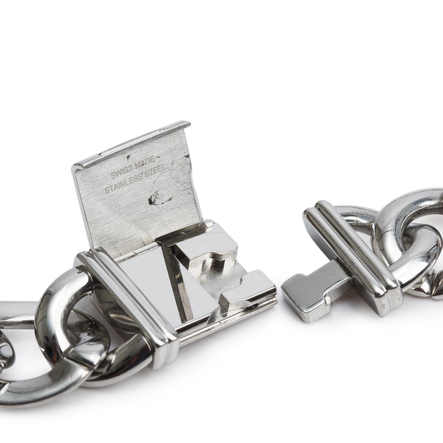 Chanel Stainless Steel Premiere Gourmette Chain Watch, Large Version Black Dial