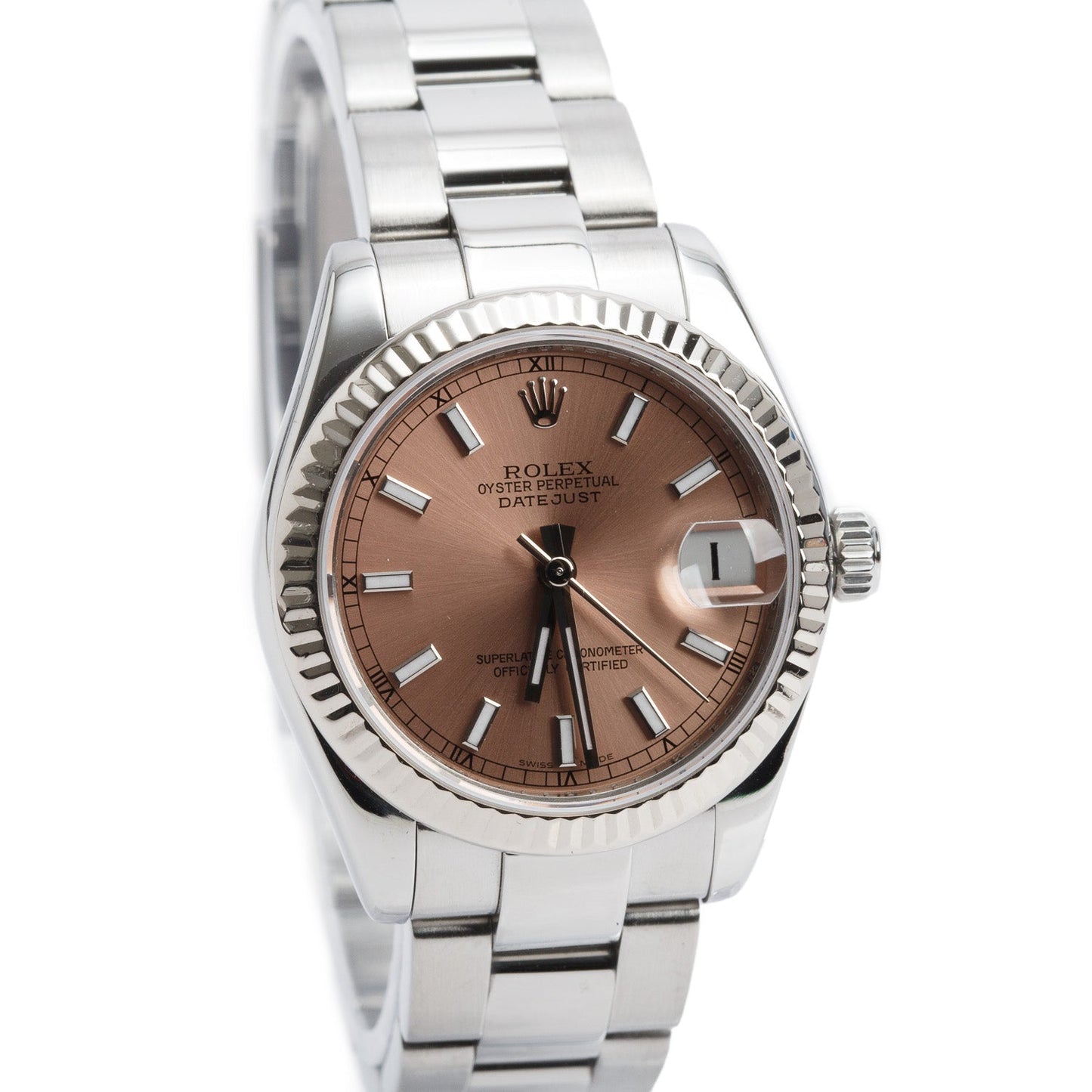 Rolex Stainless Steel Datejust 31 MM Automatic Watch Pink Dial 178274 w/ Papers