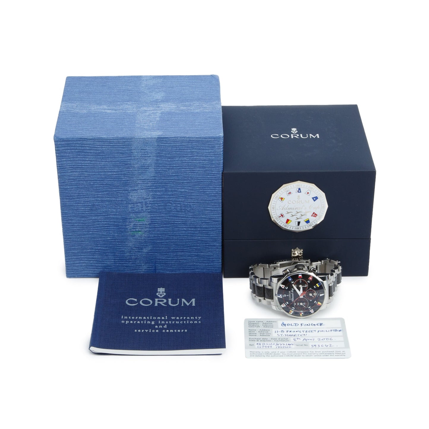 Corum Stainless Steel & Black PVD Admiral's Cup Regatta 44 MM Automatic Chronograph Watch w/ Box & Papers