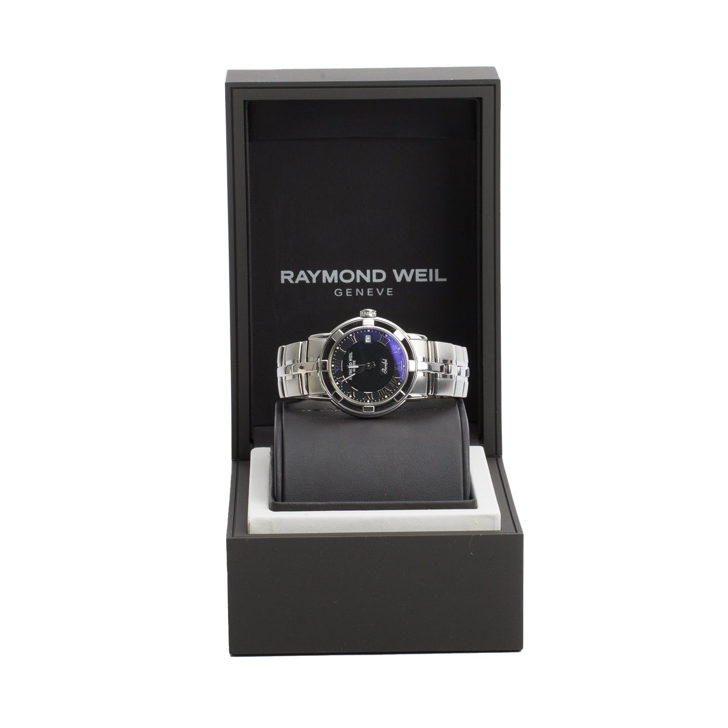 Raymond Weil Stainless Steel Parsifal 38 MM Quartz Watch Black Dial 9541 w/ Box