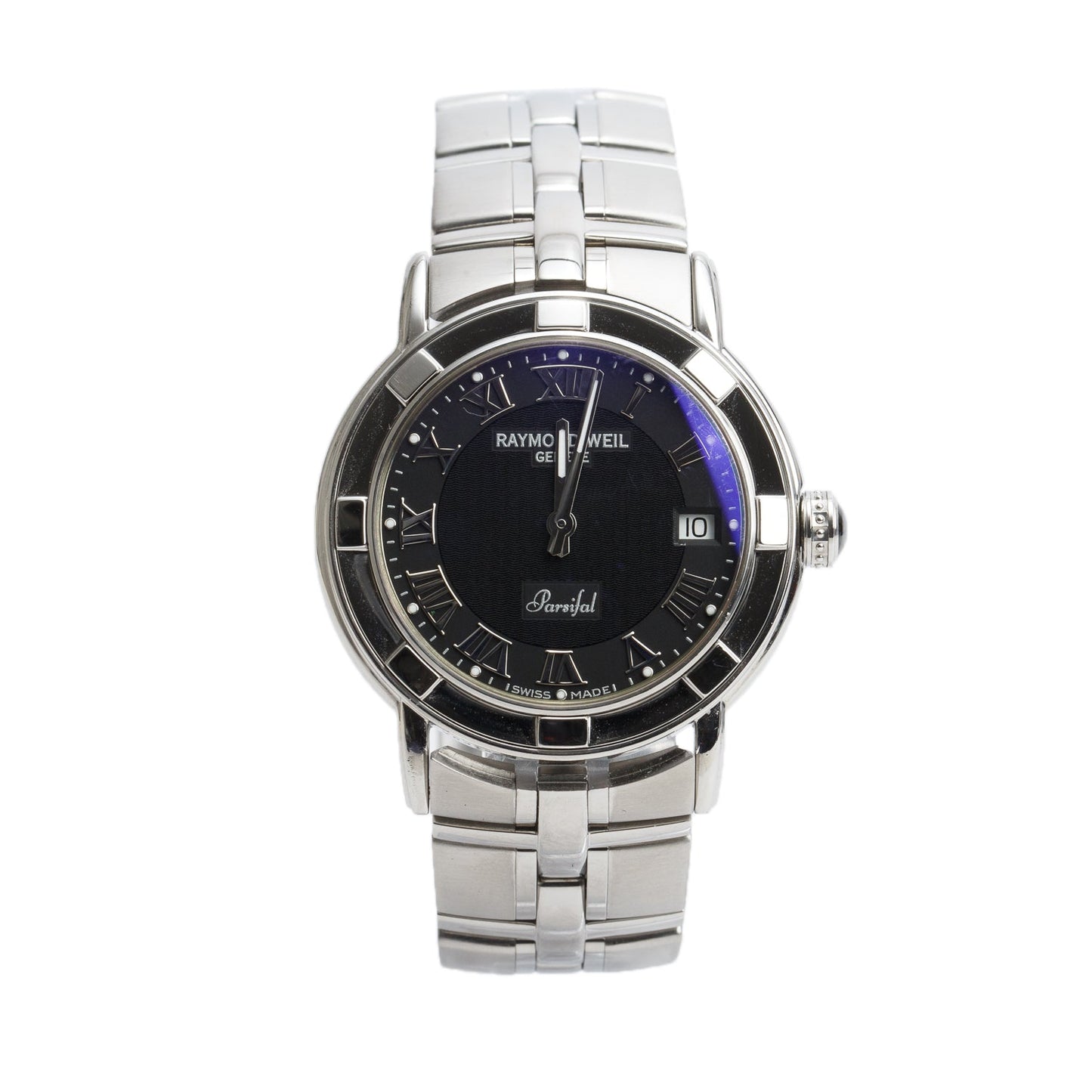 Raymond Weil Stainless Steel Parsifal 38 MM Quartz Watch Black Dial 9541 w/ Box