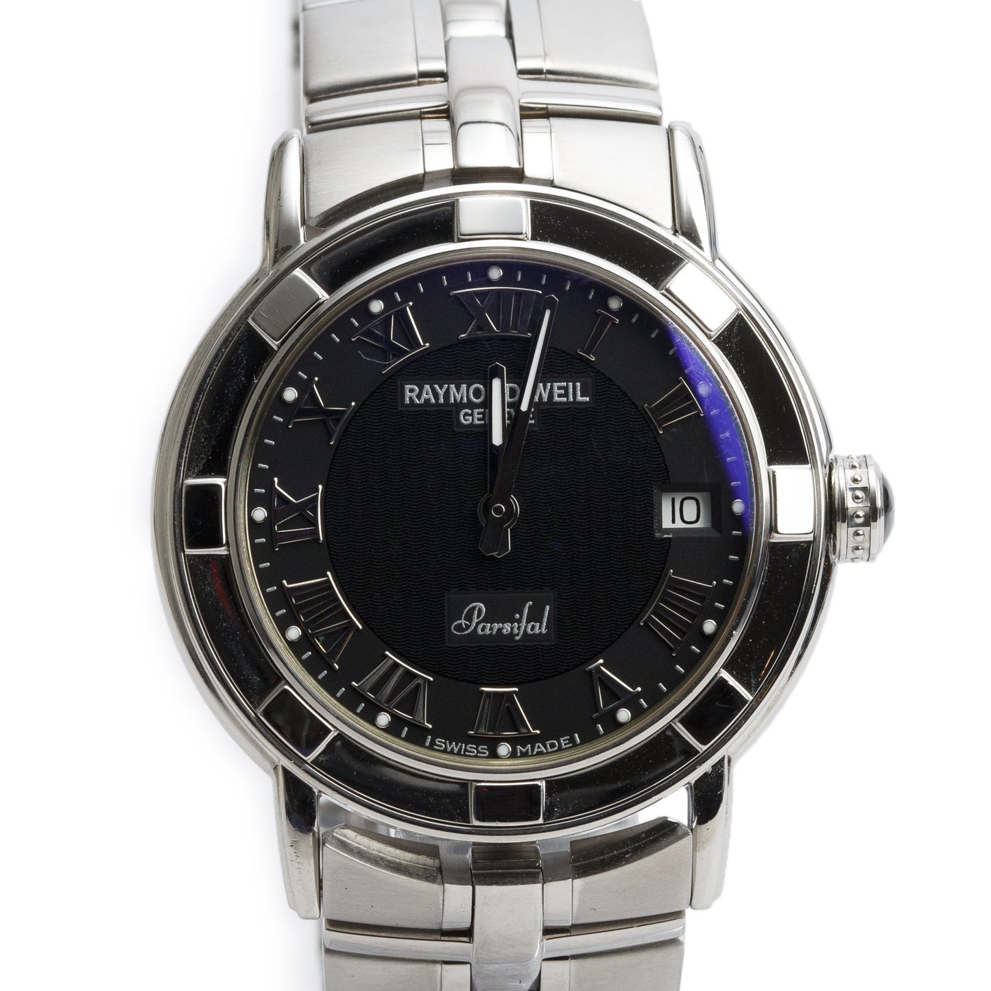 Raymond Weil Stainless Steel Parsifal 38 MM Quartz Watch Black Dial 9541 w/ Box