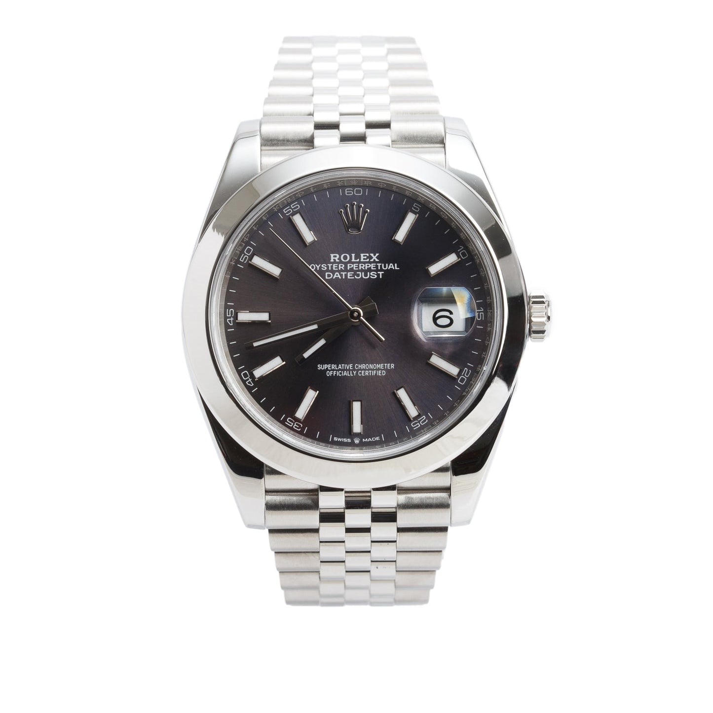Rolex Stainless Steel Datejust 41 MM Slate Grey Dial Automatic Watch 126300 w/ Box