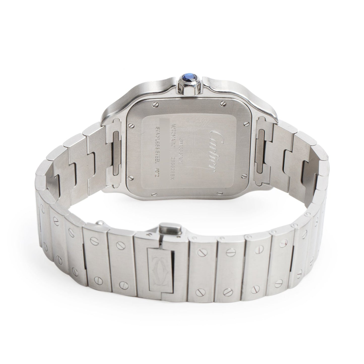Cartier 2021 Stainless Steel Santos de Cartier Automatic Watch, Large Model Blue Dial 4072 w/ Box & Papers