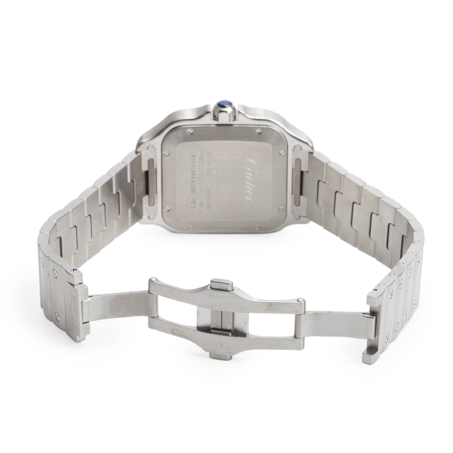 Cartier 2021 Stainless Steel Santos de Cartier Automatic Watch, Large Model Blue Dial 4072 w/ Box & Papers