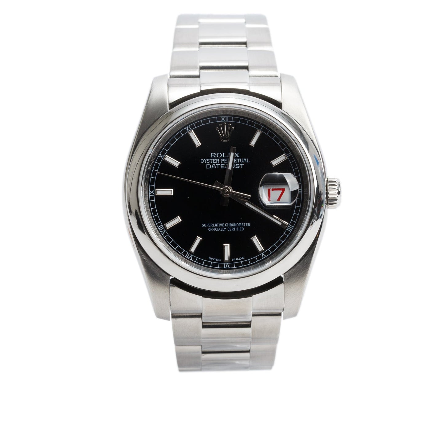 Rolex Stainless Steel Datejust 36 MM Silver Dial Automatic Watch Black Roulette Dial 126200