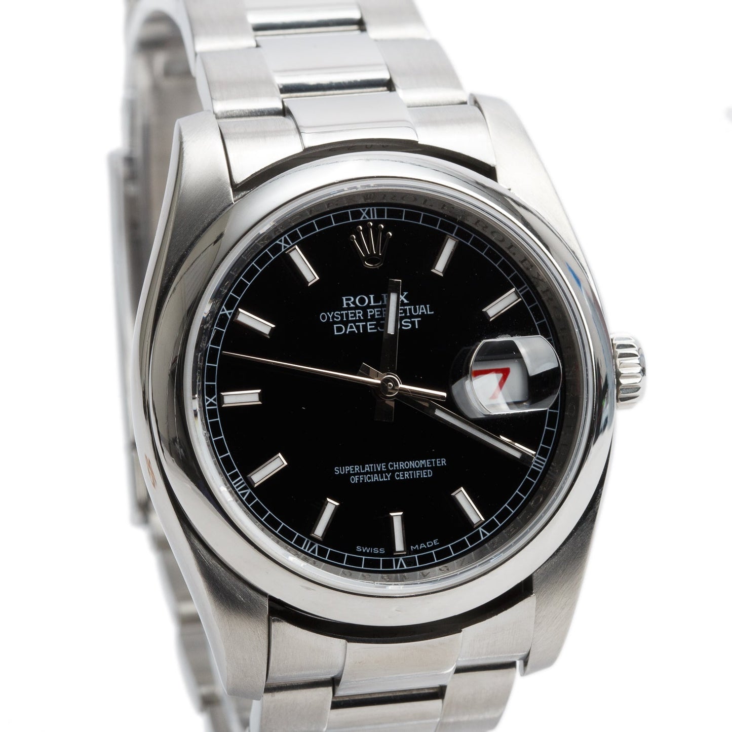 Rolex Stainless Steel Datejust 36 MM Silver Dial Automatic Watch Black Roulette Dial 126200