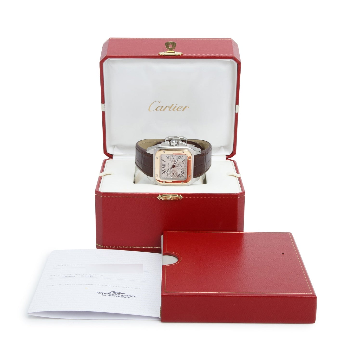 Cartier Stainless Steel & 18k Yellow Gold Santos 100 XL Automatic Chronograph Watch 2740 w/ Box & Papers