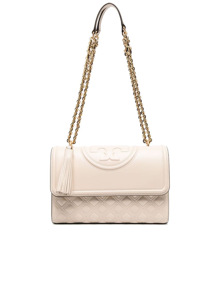 Cream Embossed Quilted Crossbody