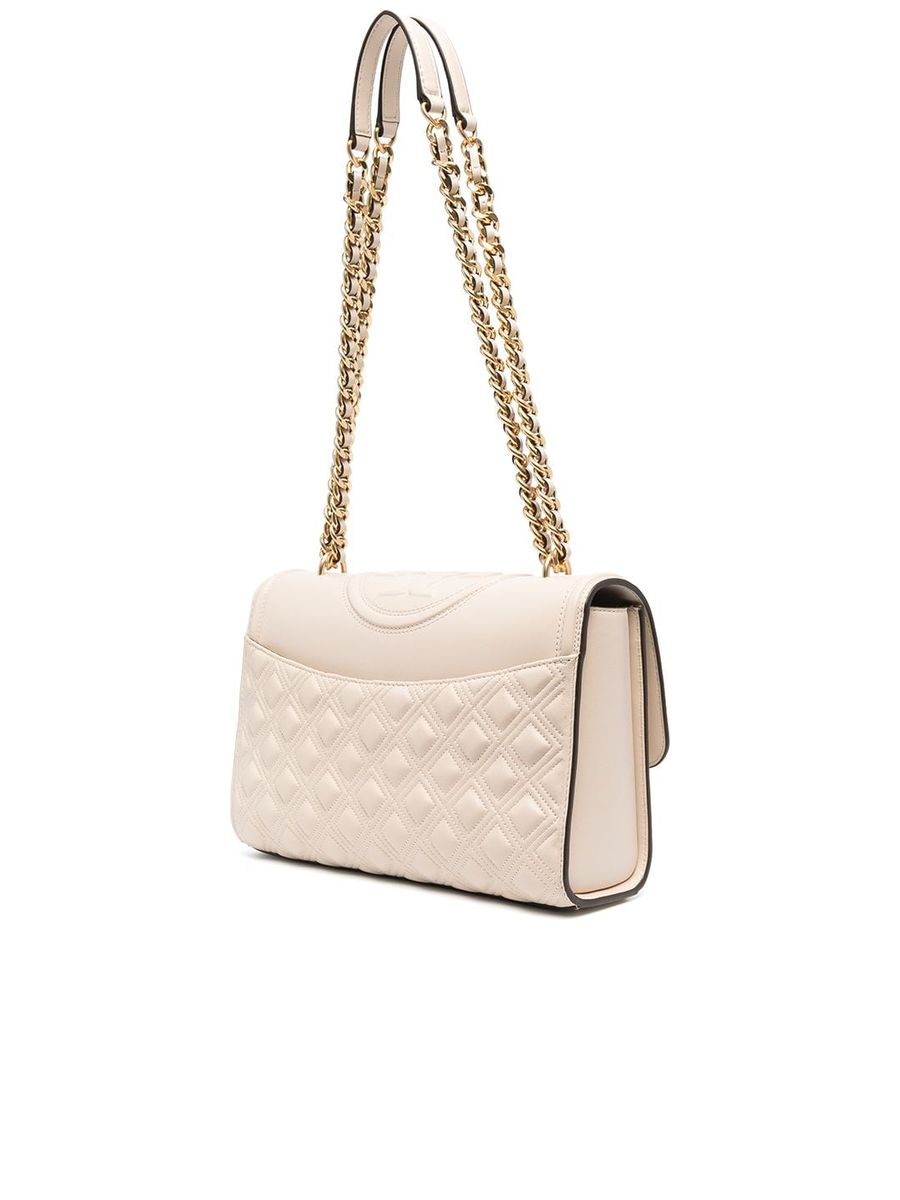Cream Embossed Quilted Crossbody