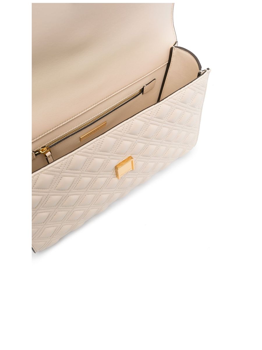 Cream Embossed Quilted Crossbody