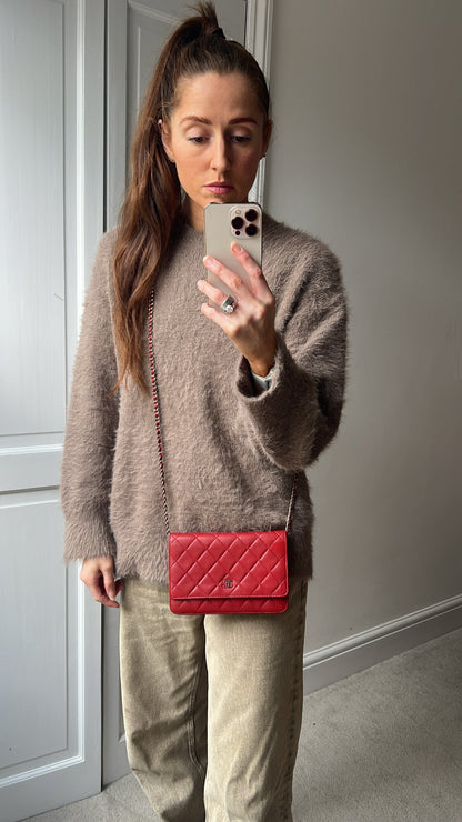 Chanel Red Lambskin Wallet on Chain (RRP £2,930)