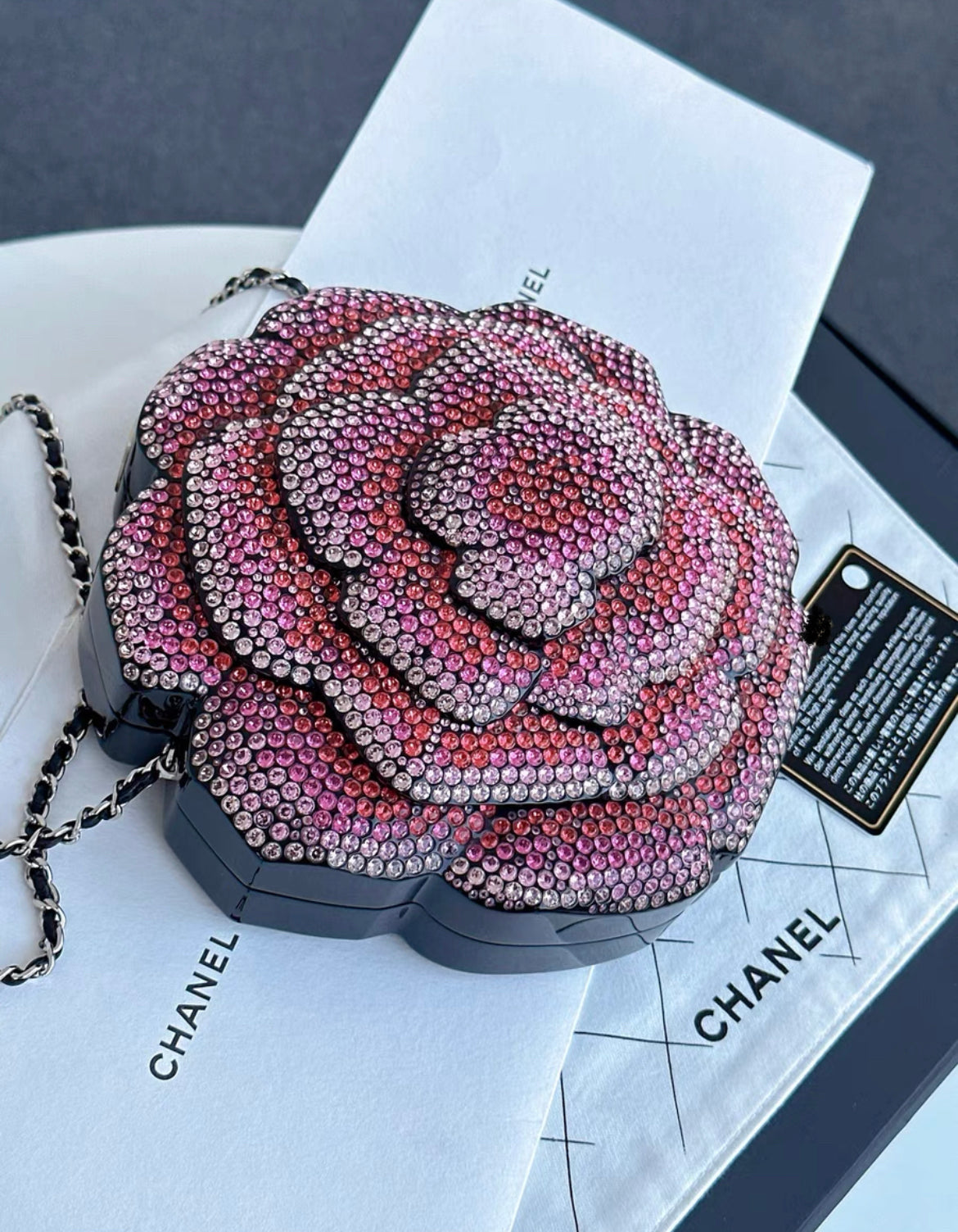 Chanel 2018 Strass In The Forest Camellia Evening Bag In Pink