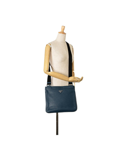 Vitello Daino Leather Crossbody Bag with Adjustable Strap