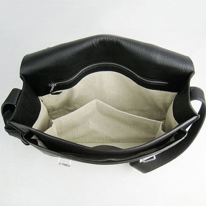 Luxury Hermes Steve Shoulder Bag Cow Leather Black