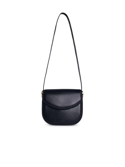 Jil Sander 'Coin' Midi Black Leather Crossbody Bag Woman