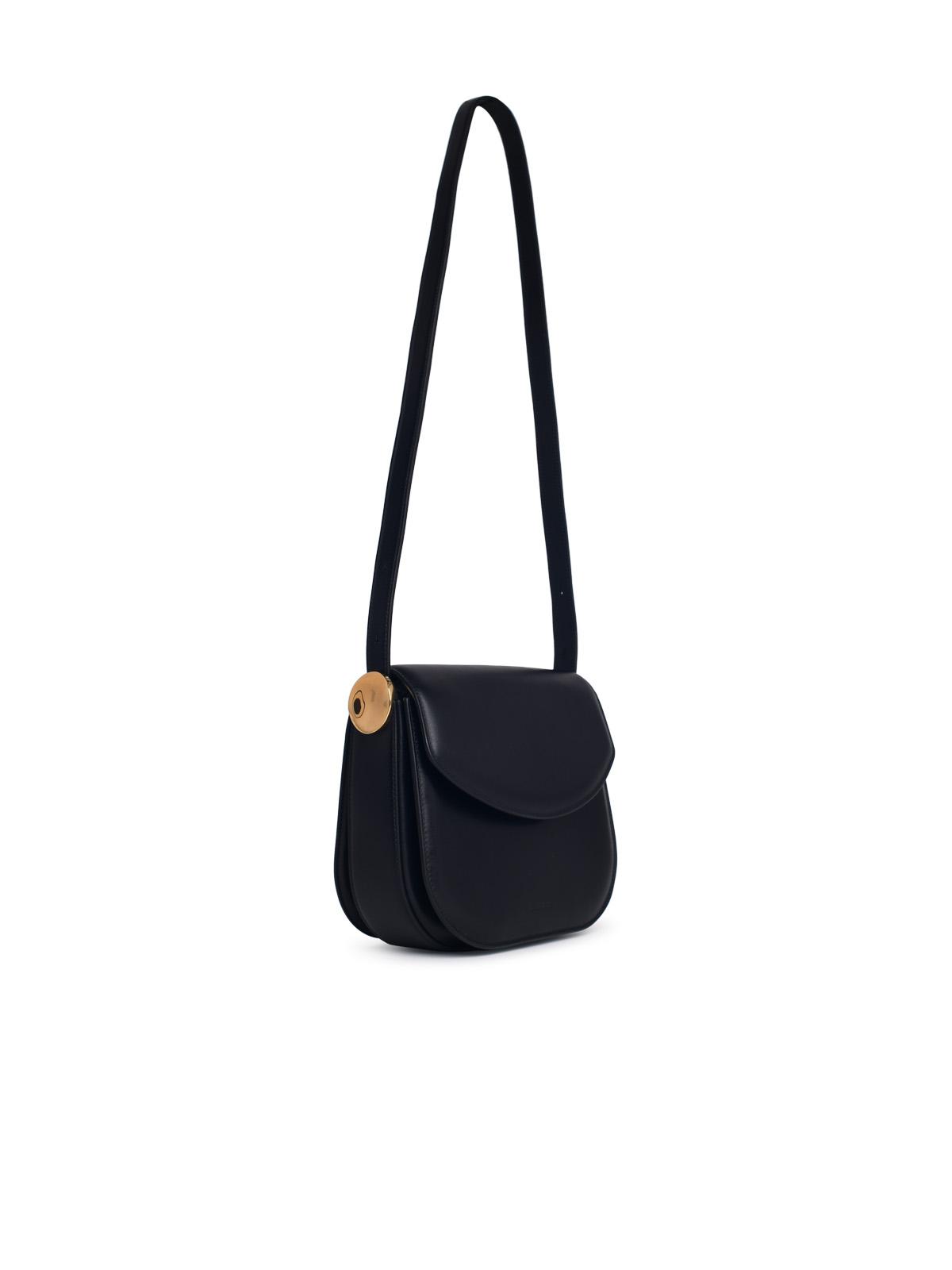 Jil Sander 'Coin' Midi Black Leather Crossbody Bag Woman