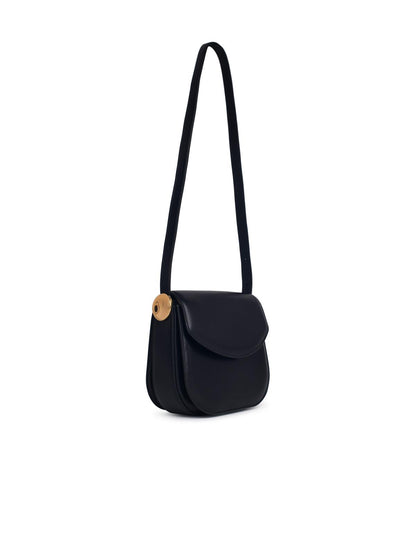 Jil Sander 'Coin' Midi Black Leather Crossbody Bag Woman