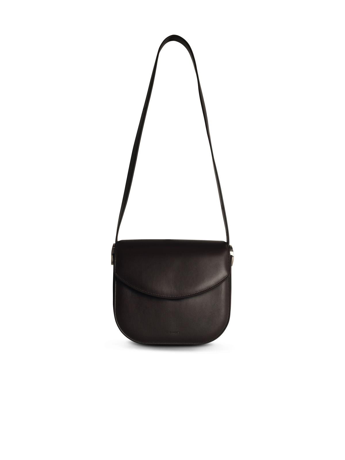 Jil Sander 'Coin' Medium Brown Leather Crossbody Bag Woman