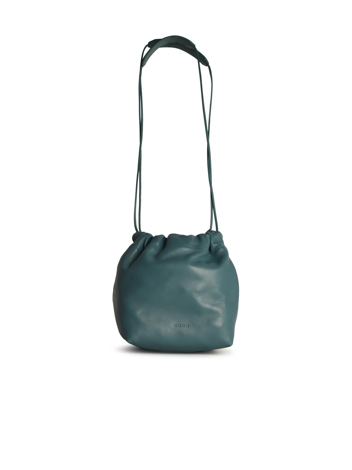 Jil Sander 'Dumpling' Light Blue Leather Crossbody Bag Woman