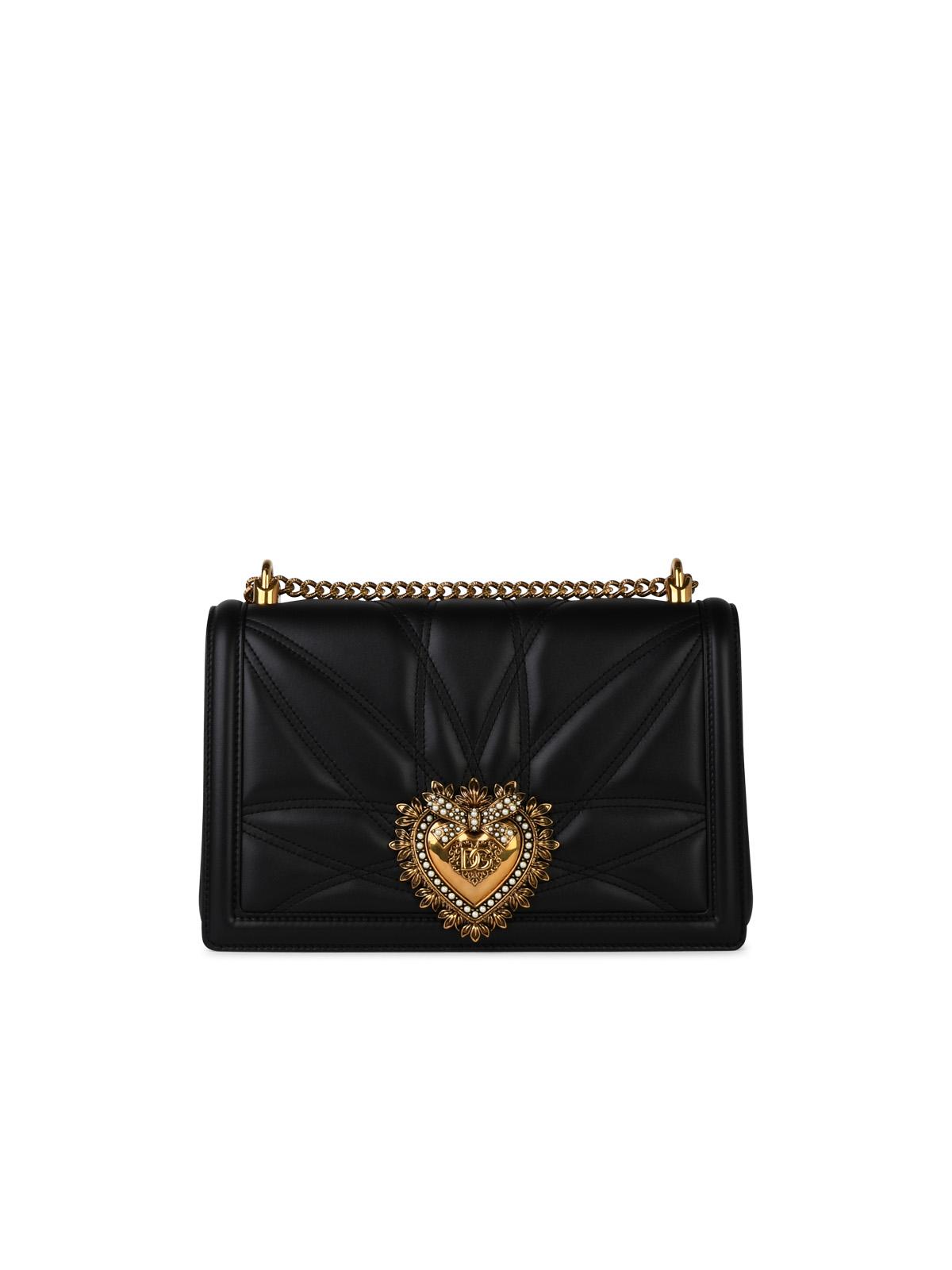 Dolce & Gabbana 'Devotion' Black Leather Crossbody Bag Woman