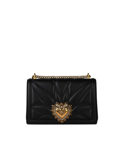 Dolce & Gabbana 'Devotion' Black Leather Crossbody Bag Woman