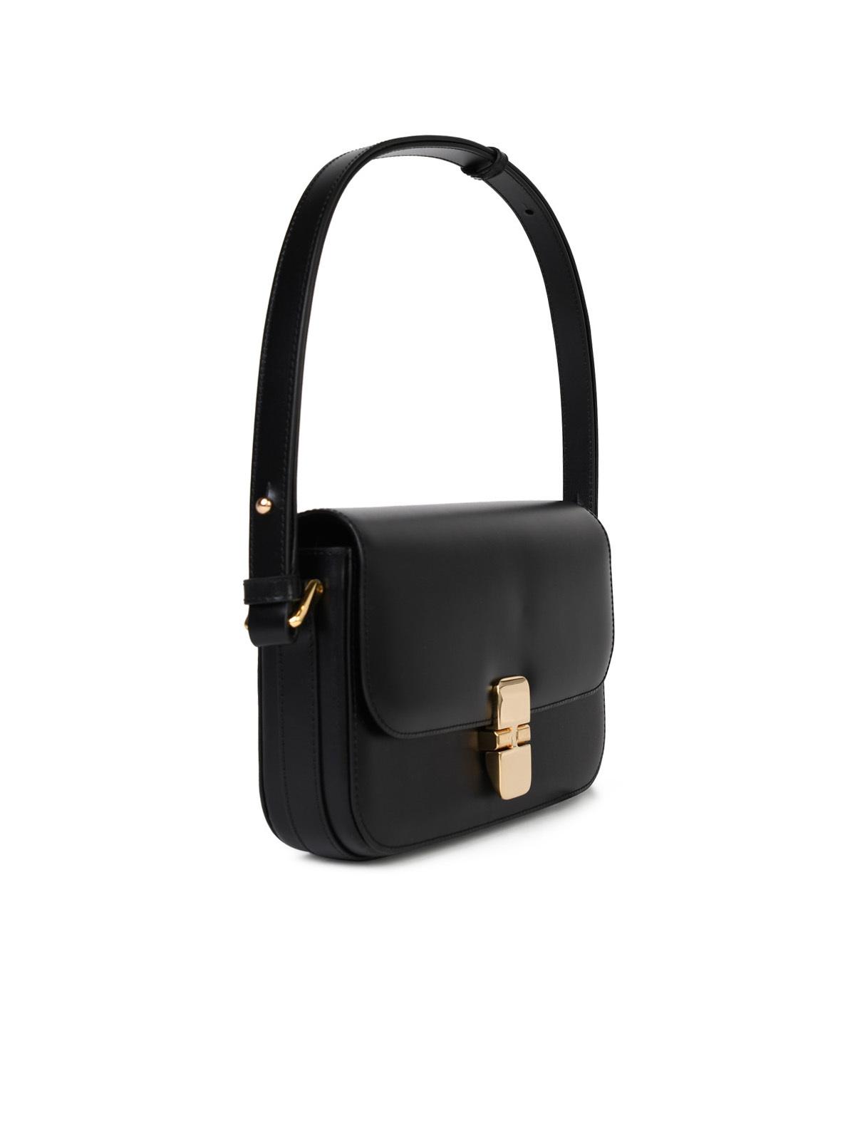 A.P.C. 'Grace Bguette' Black Smooth Leather Crossbody Bag Woman