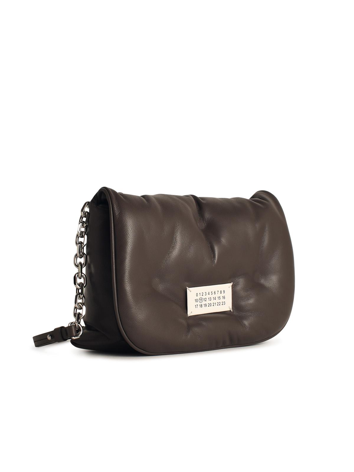 Maison Margiela 'Glam Slam' Grey Leather Crossbody Bag Woman