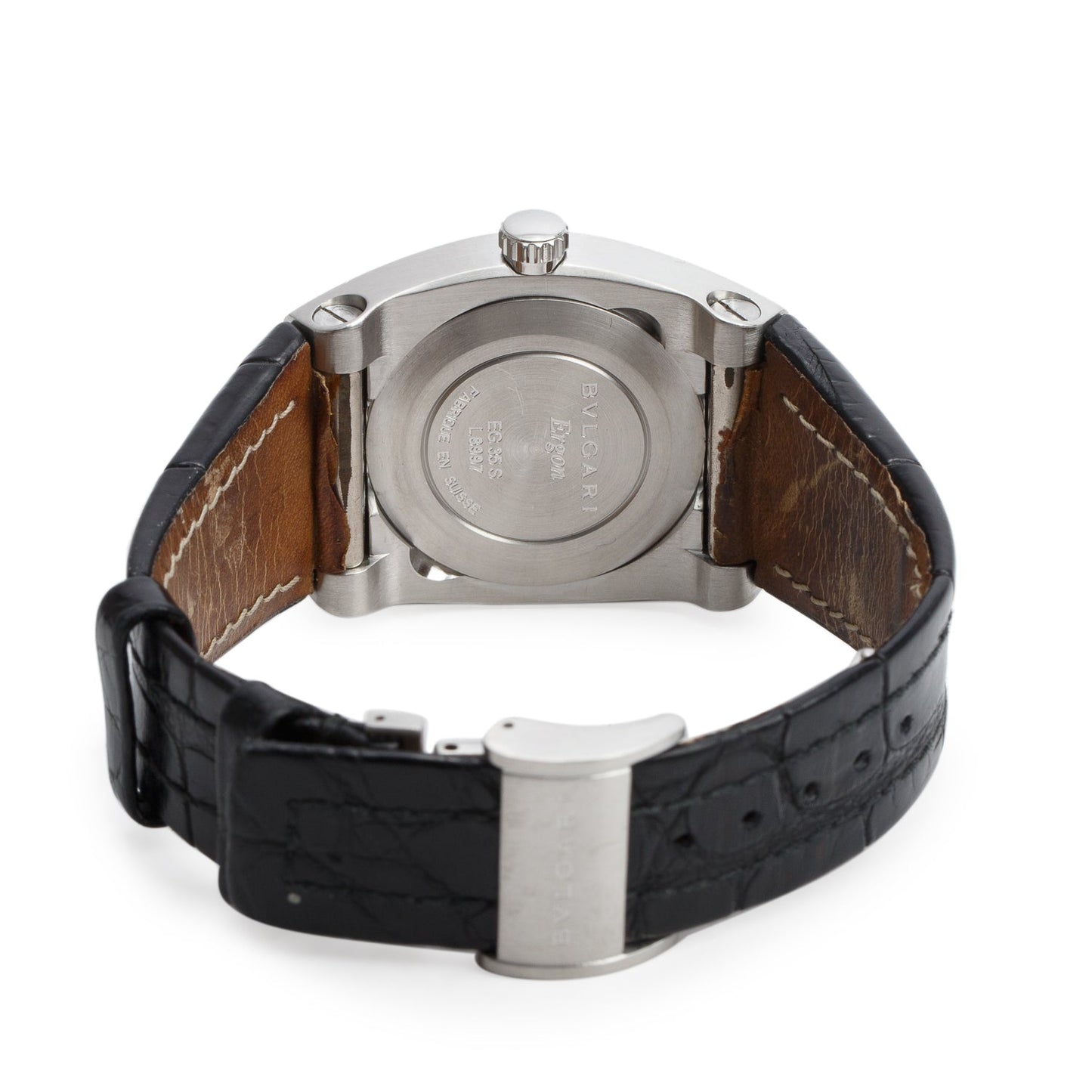 BVLGARI Stainless Steel Elgon 35 MM Automatic Watch Black Dial EG35S