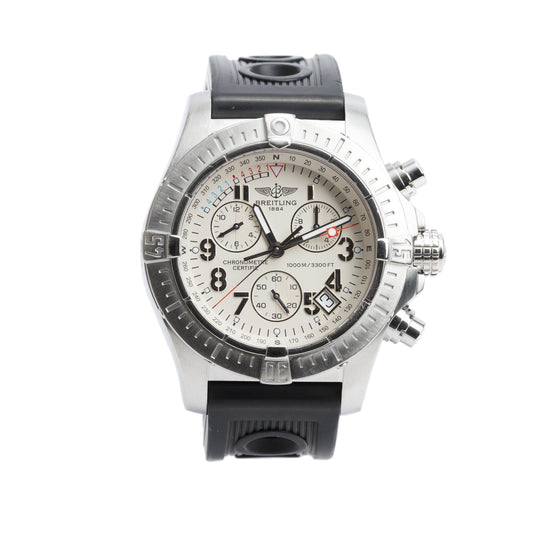 Breitling Stainless Steel Avenger Seawolf 45 MM Chronograph Quartz Watch White Dial A73390