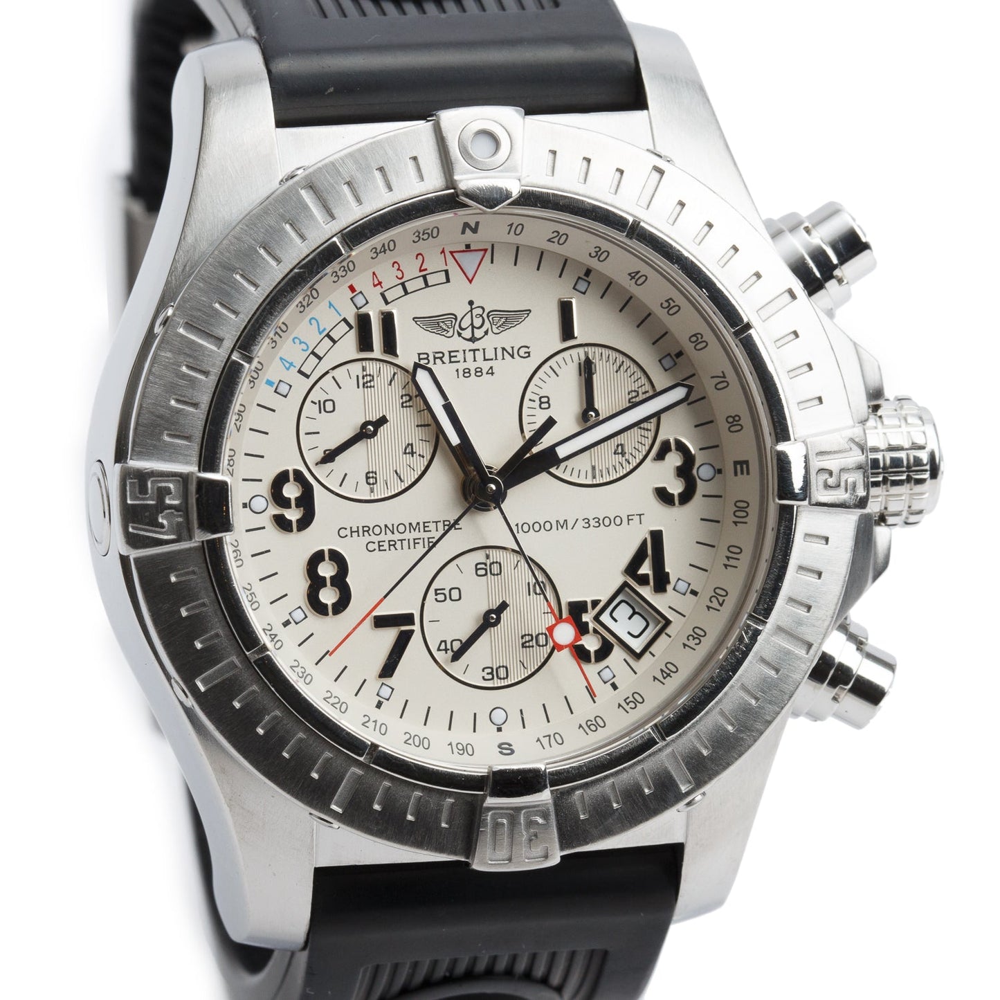 Breitling Stainless Steel Avenger Seawolf 45 MM Chronograph Quartz Watch White Dial A73390