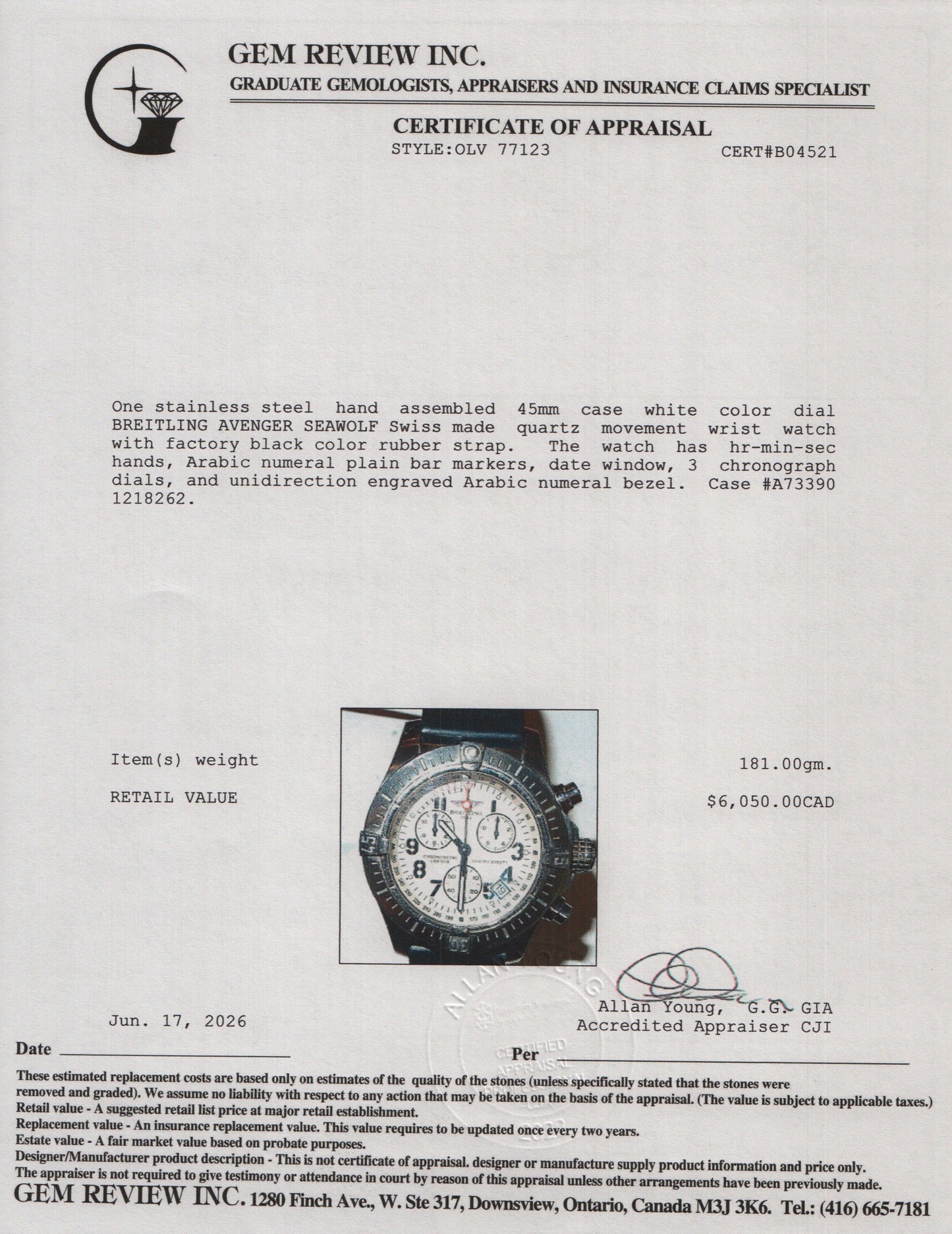 Breitling Stainless Steel Avenger Seawolf 45 MM Chronograph Quartz Watch White Dial A73390