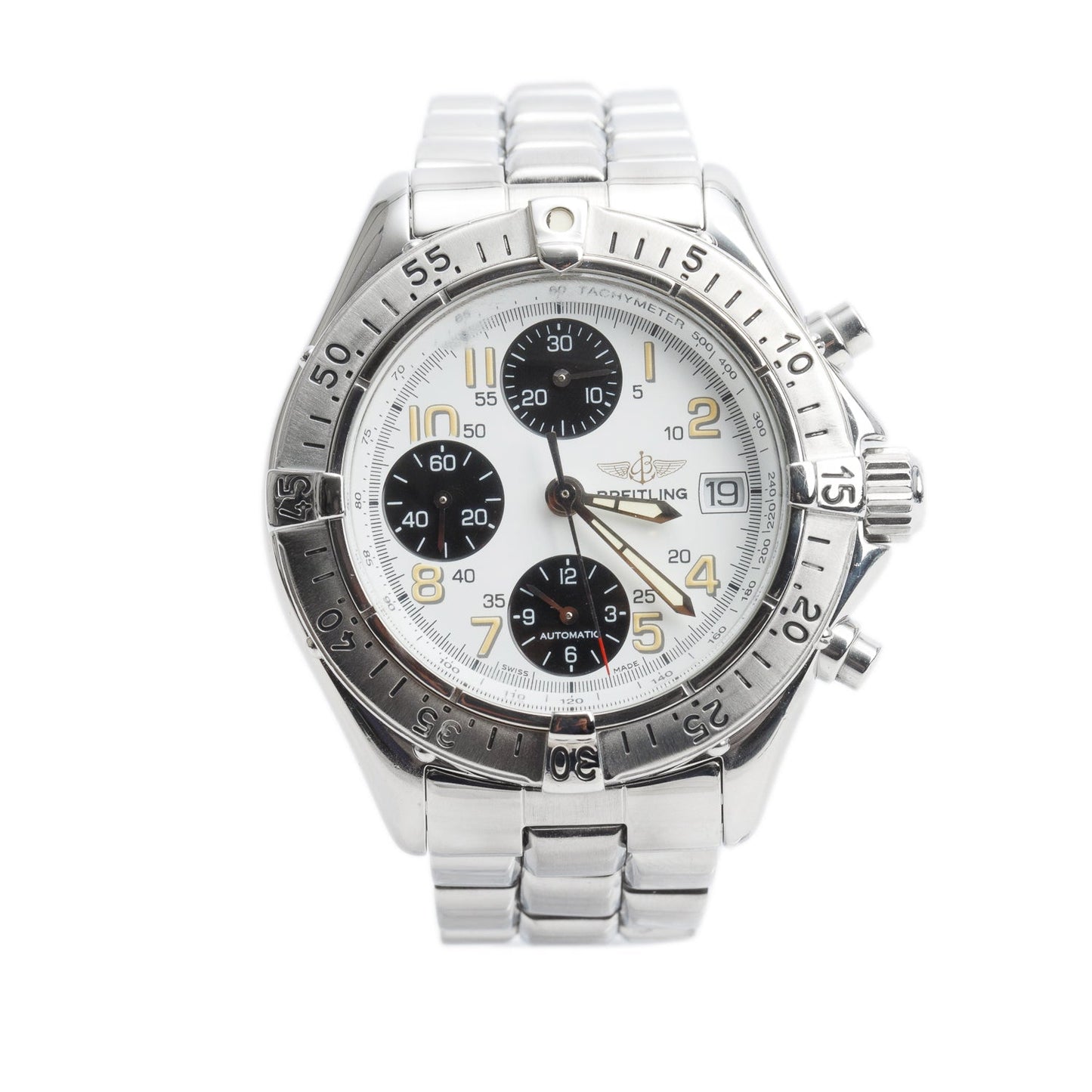 Breitling Stainless Steel Colt 41 MM Automatic Chronograph Watch Black & White Dial A13035.1 w/ Papers