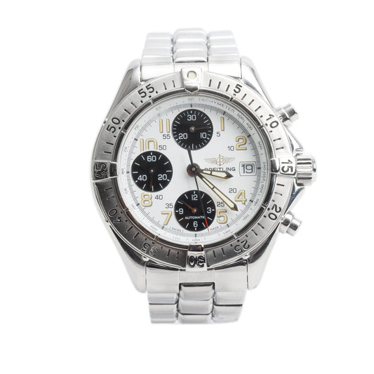 Breitling Stainless Steel Colt 41 MM Automatic Chronograph Watch Black & White Dial A13035.1 w/ Papers