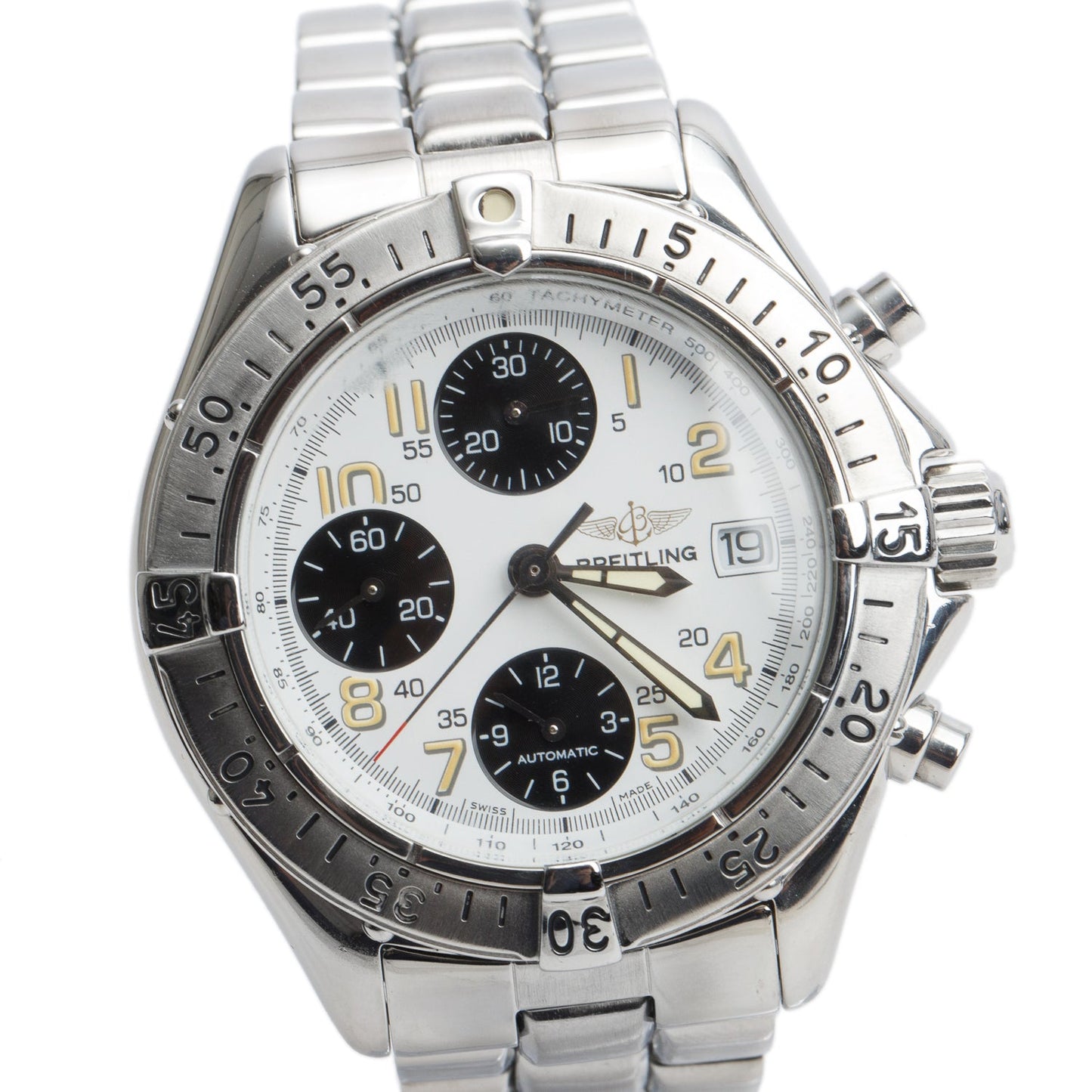 Breitling Stainless Steel Colt 41 MM Automatic Chronograph Watch Black & White Dial A13035.1 w/ Papers