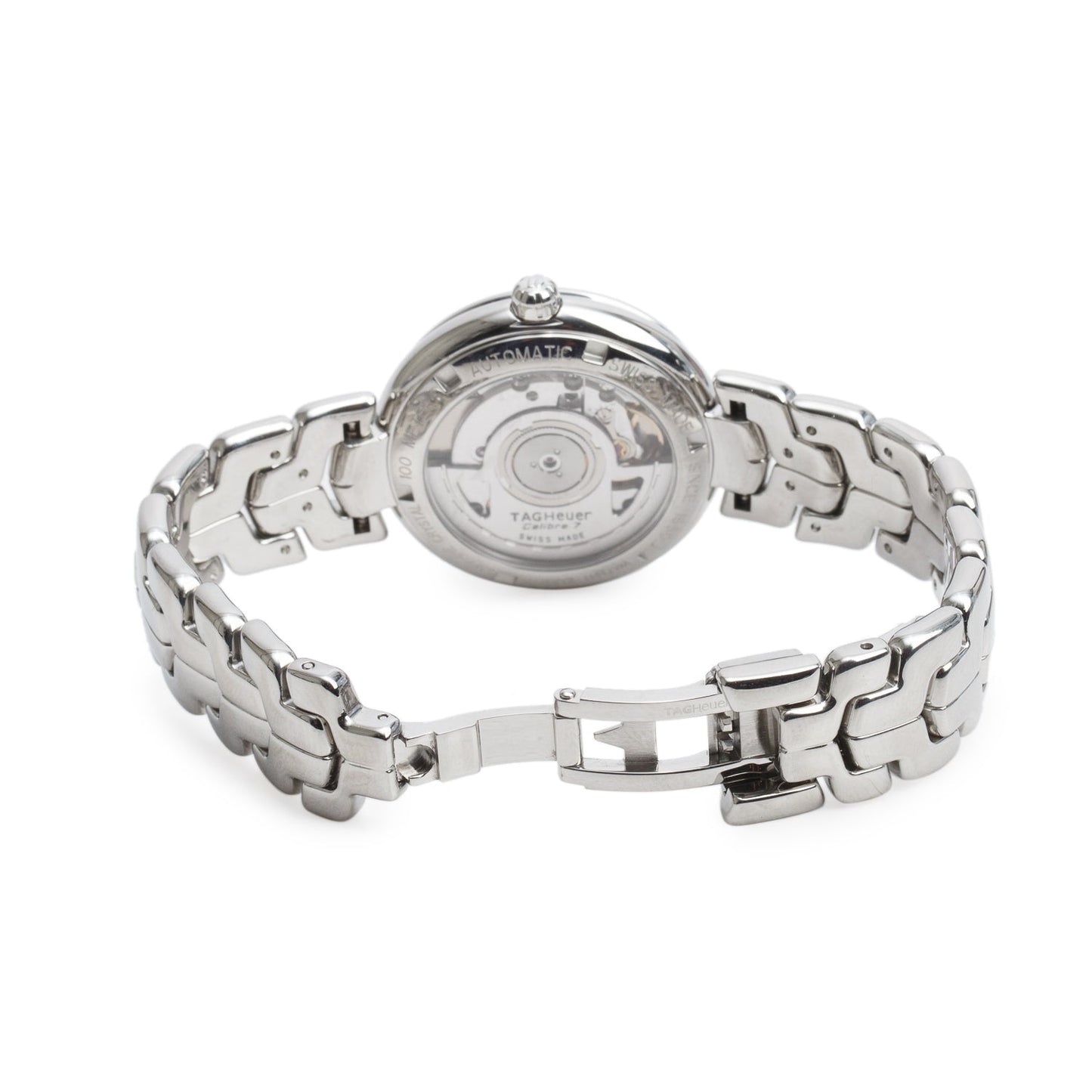 Tag Heuer Stainless Steel Link 35 MM Calibre 7 Automatic Watch Silver Diamond Dial WAT2311 w/ Papers