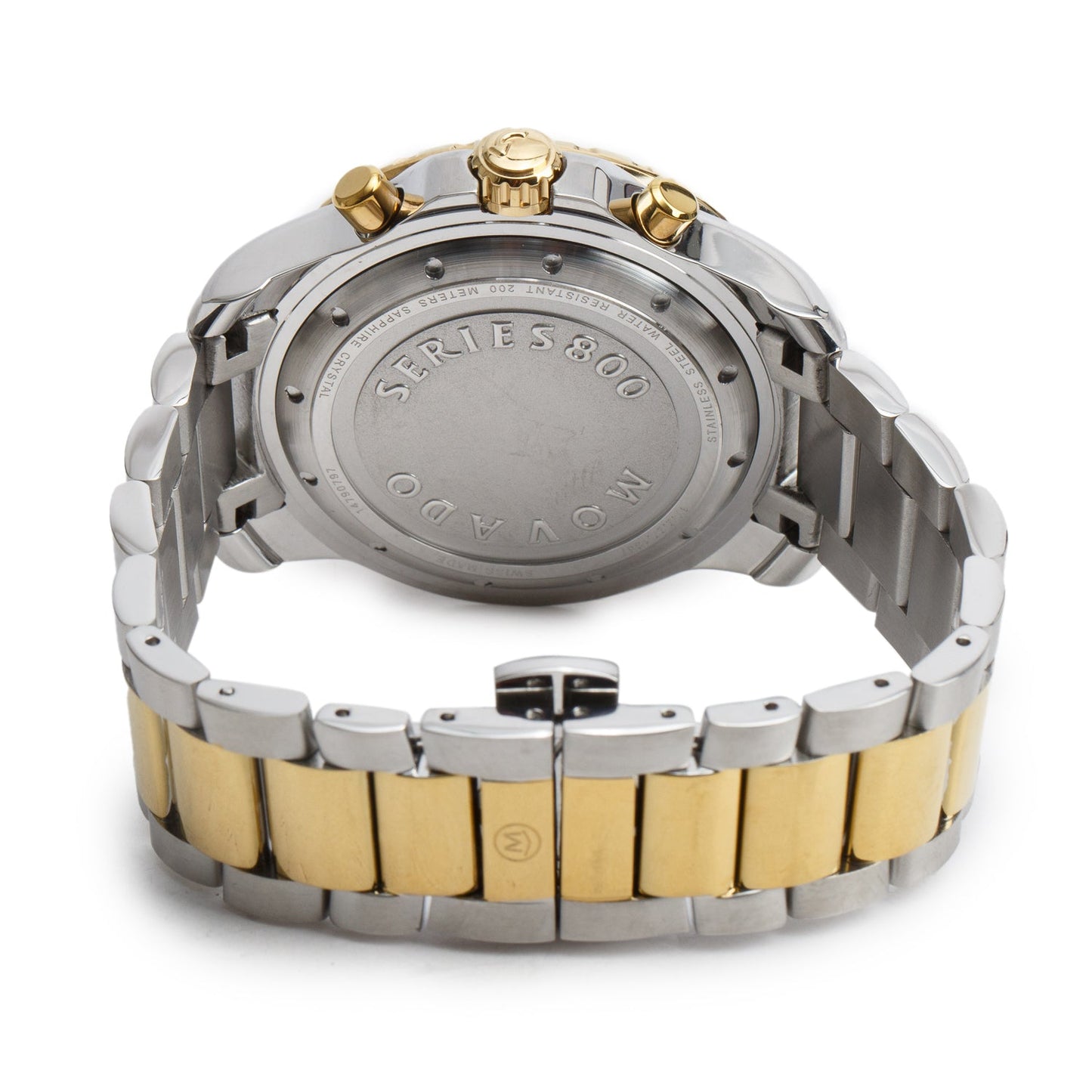 Movado Two-Tone Stainless Steel Series 800 42 MM Chronograph Quartz Watch Black Dial w/ Box