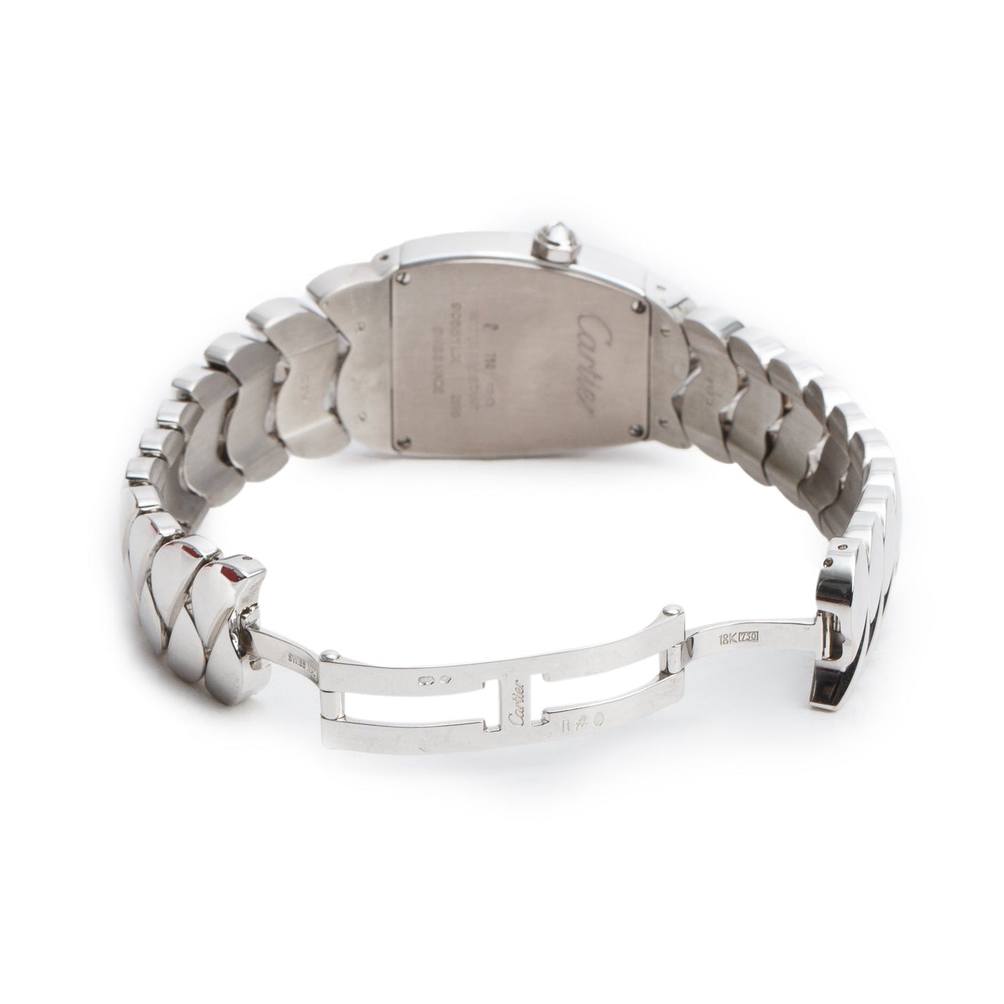 Cartier 18k White Gold Diamond Bezel La Dona de Cartier 28 MM Quartz Watch Silver Dial, Large Model 2895 w/ Box