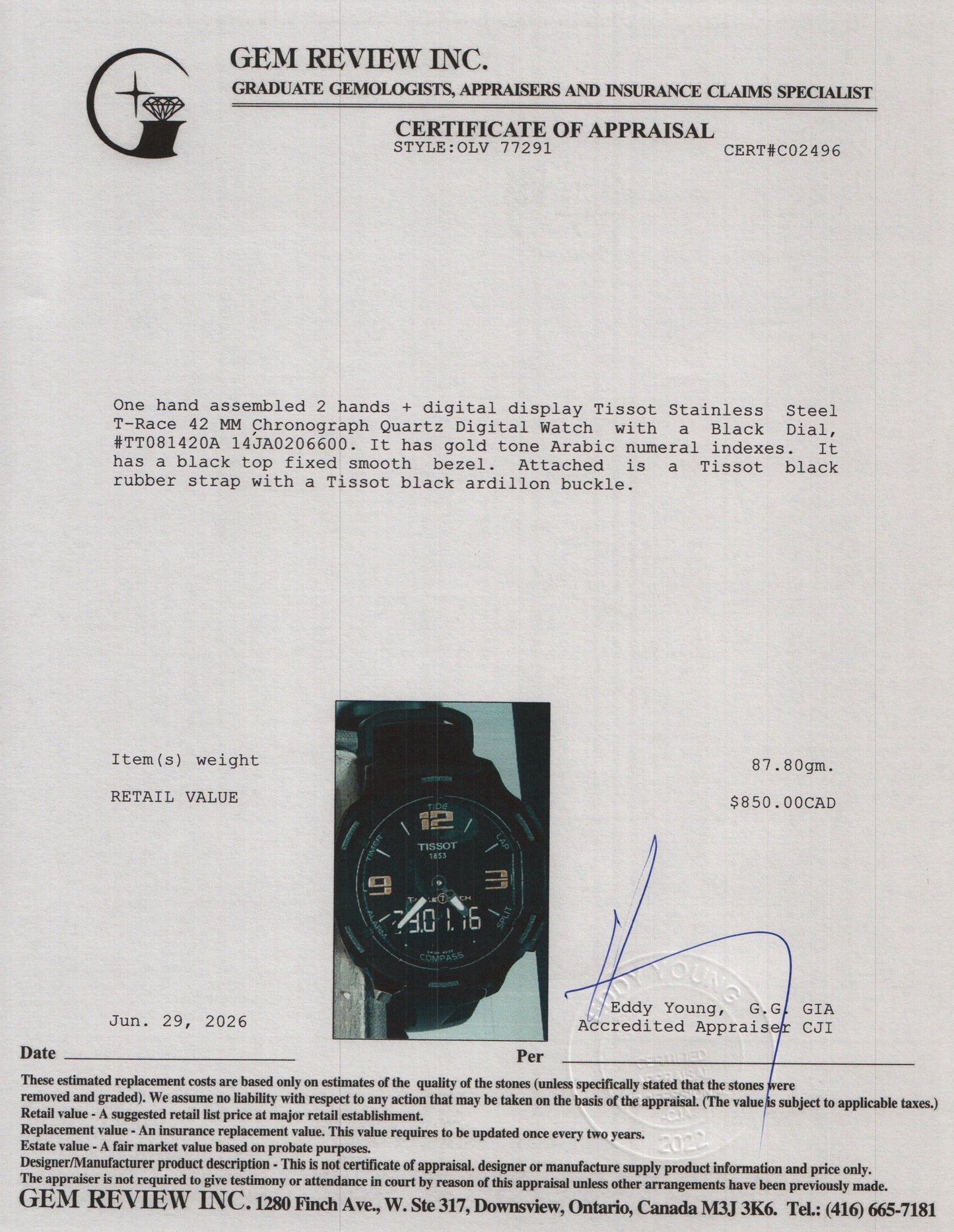 Tissot Stainless Steel T-Race 42 MM Chronograph Quartz Digital Watch Black Dial