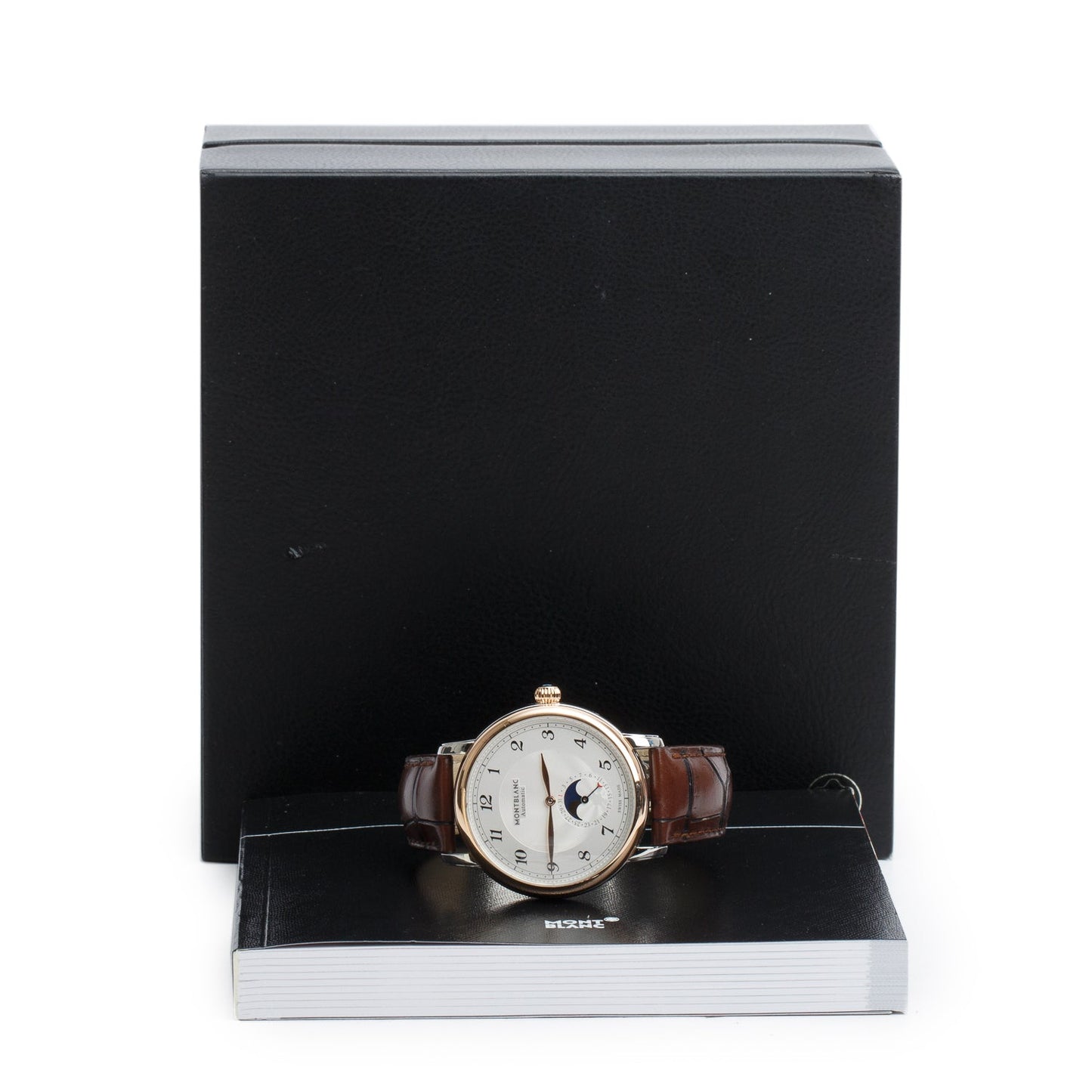 Montblanc 2025 Stainless Steel & 18k Rose Gold Star Legacy 42 MM Automatic Moonphase Watch Silver Guilloche Dial 117580 w/ Box