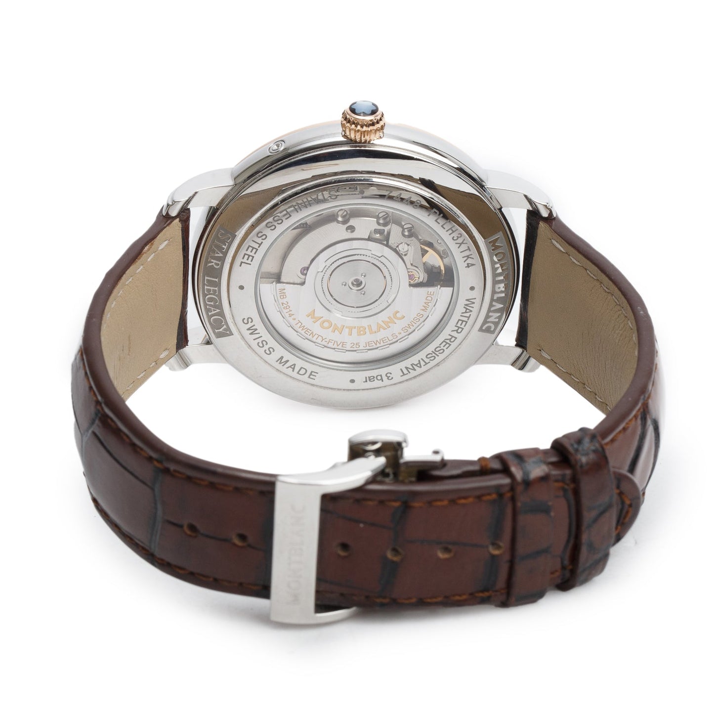 Montblanc 2025 Stainless Steel & 18k Rose Gold Star Legacy 42 MM Automatic Moonphase Watch Silver Guilloche Dial 117580 w/ Box