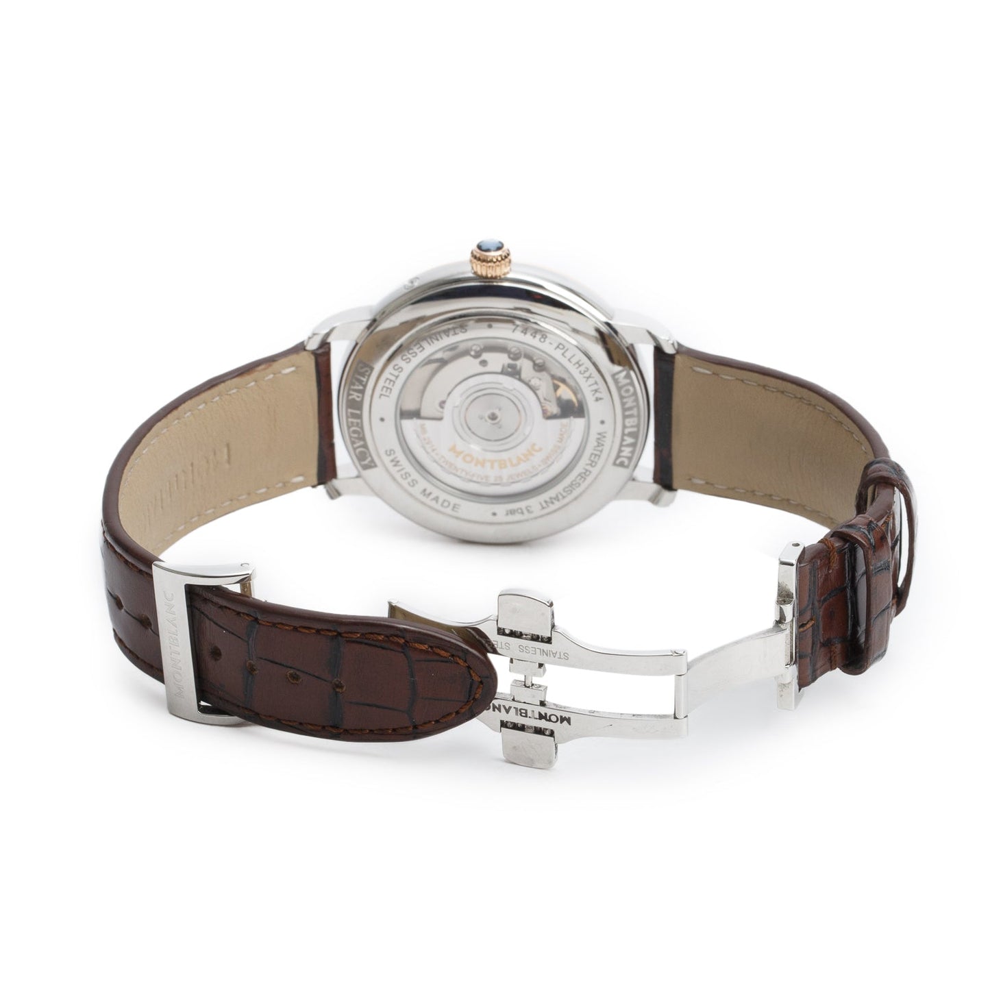 Montblanc 2025 Stainless Steel & 18k Rose Gold Star Legacy 42 MM Automatic Moonphase Watch Silver Guilloche Dial 117580 w/ Box