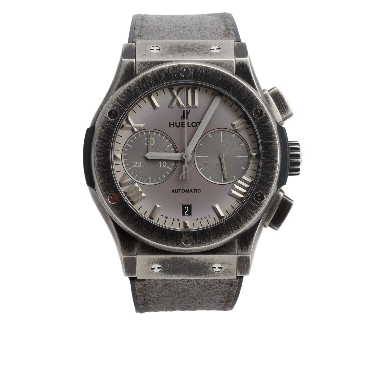 Hublot Special Edition Black Brushed Titanium Classic Fusion Roma Edition 45 MM Automatic Chronograph Watch Grey Dial w/ Box & Papers