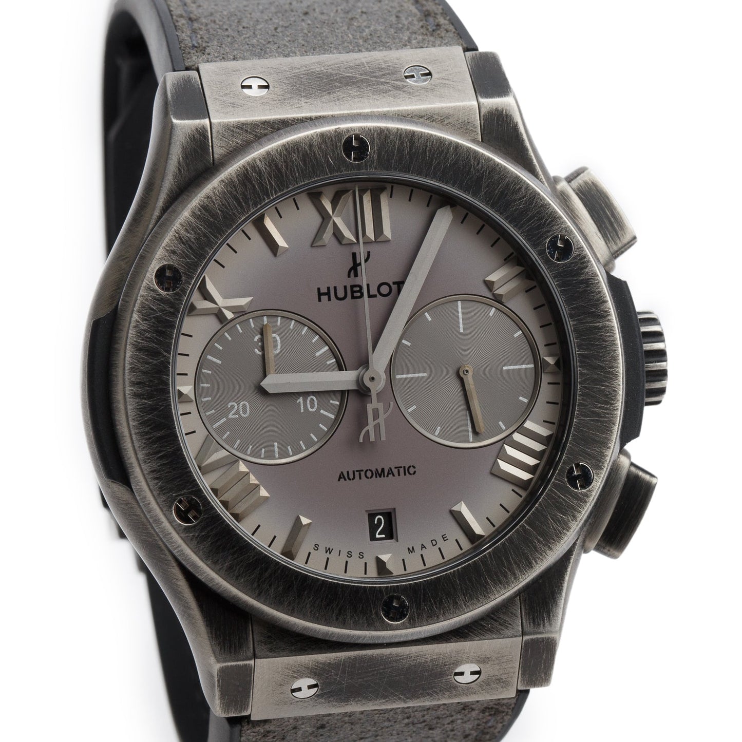 Hublot Special Edition Black Brushed Titanium Classic Fusion Roma Edition 45 MM Automatic Chronograph Watch Grey Dial w/ Box & Papers