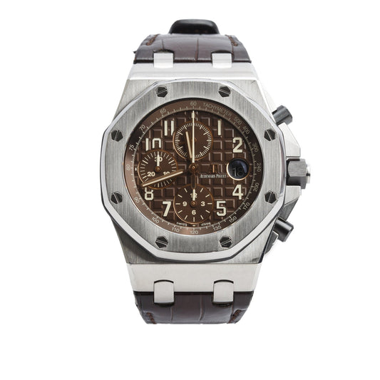 Audemars Piguet Stainless Steel Royal Oak Offshore Havana 42 MM Automatic Chronograph Watch Brown Dial w/ Box & Papers