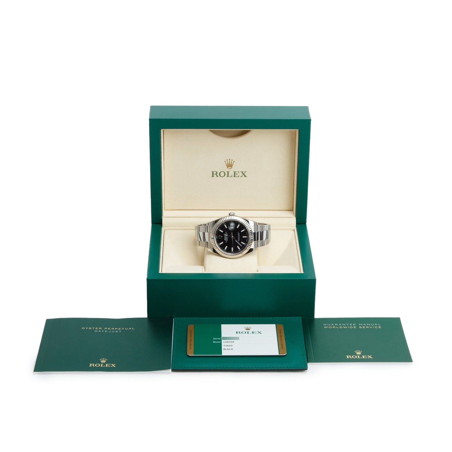 Rolex Stainless Steel Oyster Perpetual Datejust 41 MM Automatic Watch Black Dial 126334 w/ Box & Papers