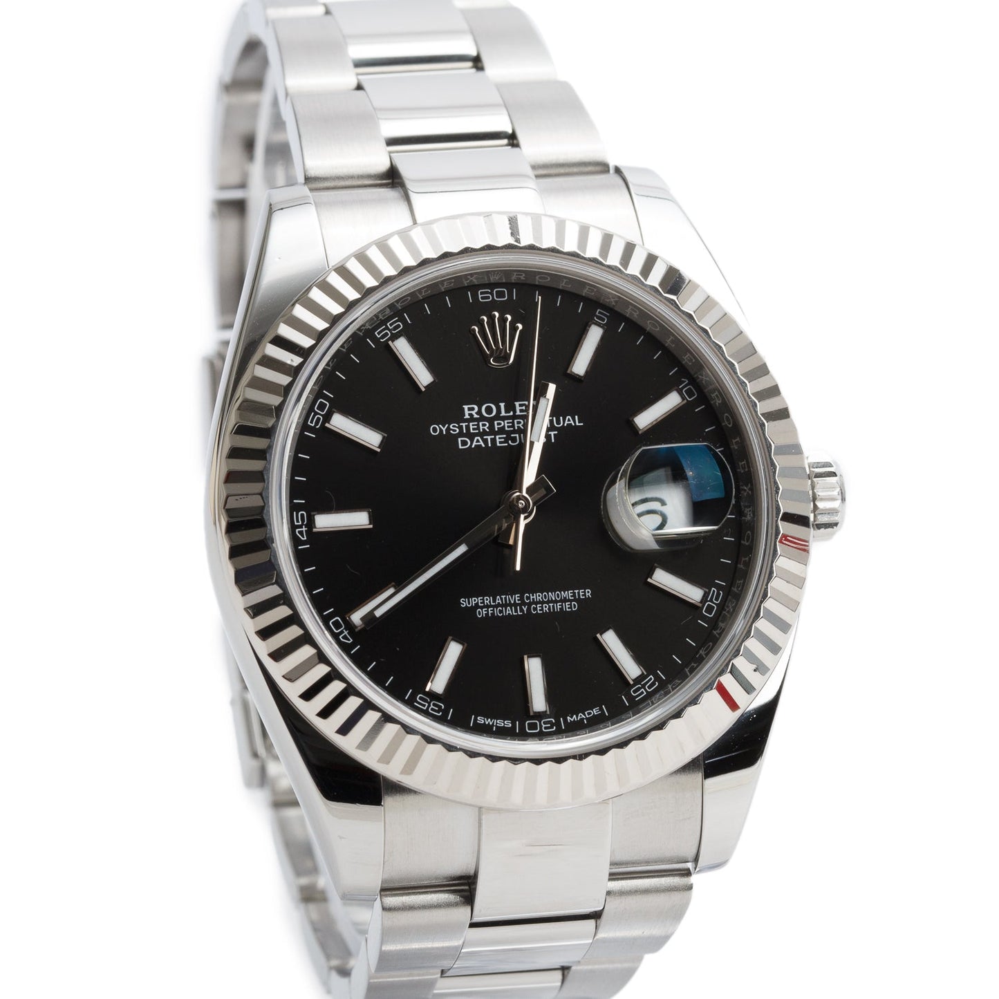 Rolex Stainless Steel Oyster Perpetual Datejust 41 MM Automatic Watch Black Dial 126334 w/ Box & Papers