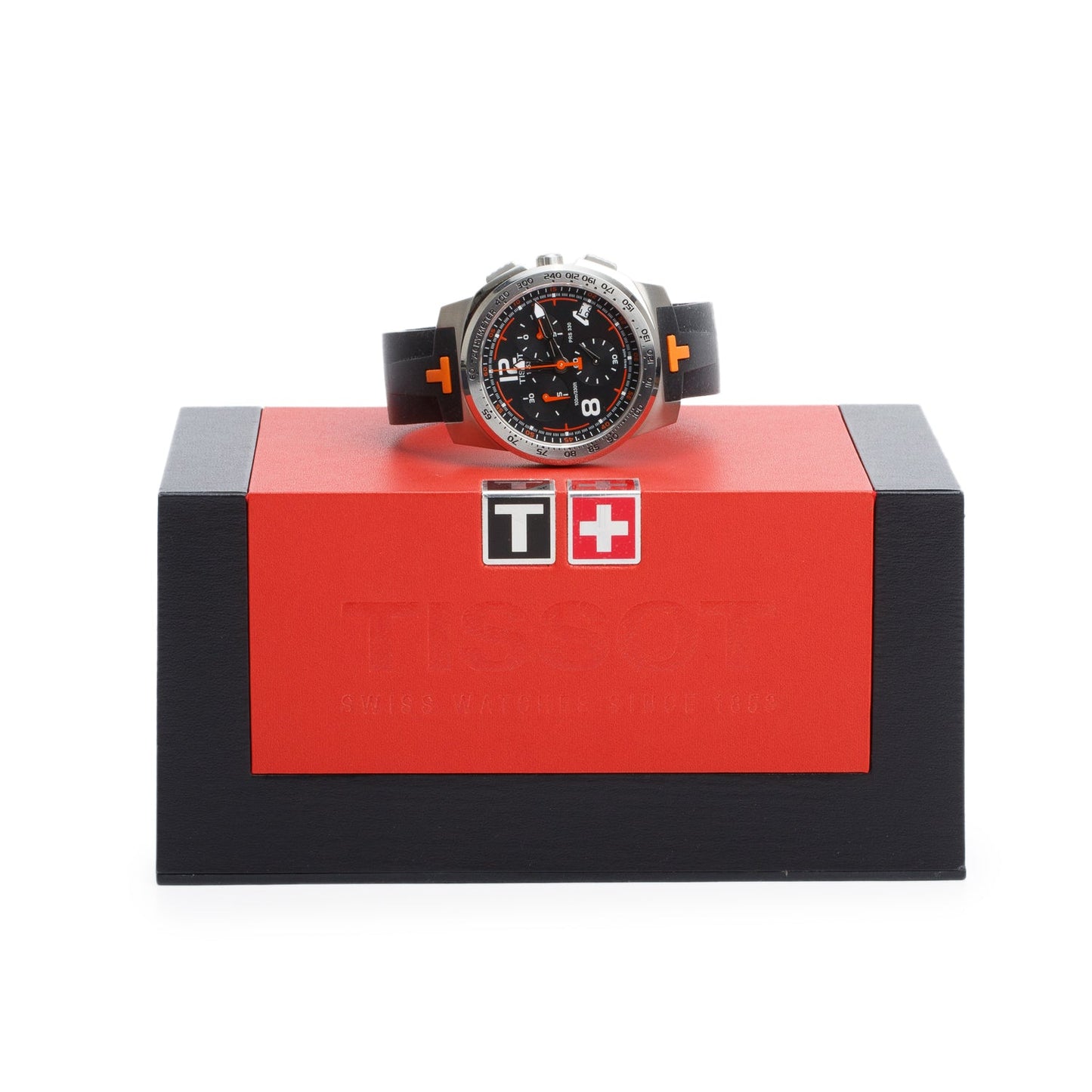 Tissot Stainless Steel T Sport PRS330 Palagio 42.5 MM Chronograph Quartz Watch Black Dial w/ Box & Papers
